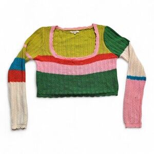 Pacsun Multicolor Cropped Knit Scoop Sweater - Size M